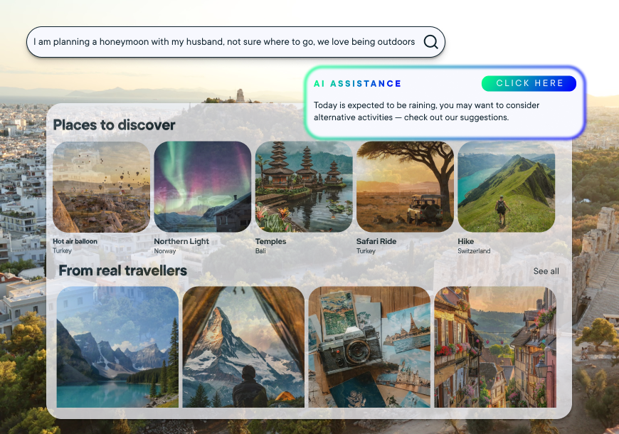 Data points on top of landscape